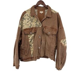 POL Distressed Corduroy Patchwork Jacket Medium‎